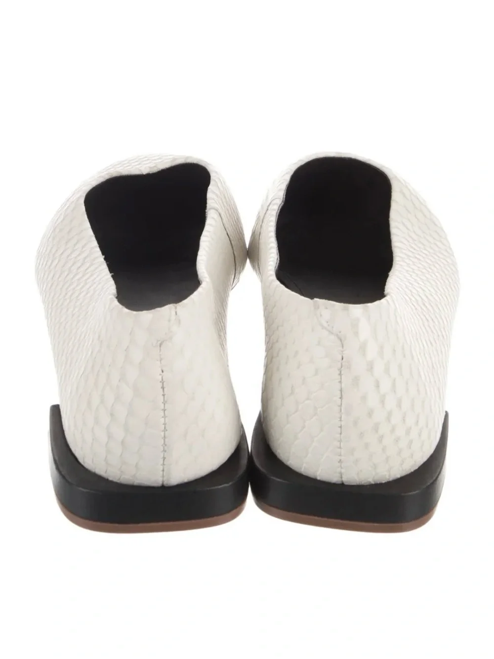 SAKS FIFTY AVENUE Snake-Embossed Leather Ballet Flats, white